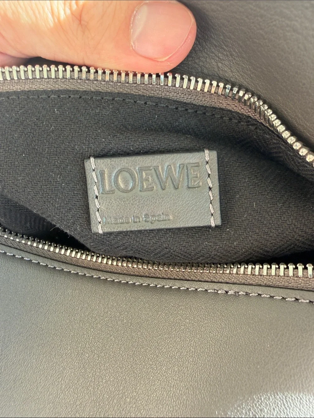 Loewe Gray Puzzle Edge Leather Bumbag with Diagonal Zip